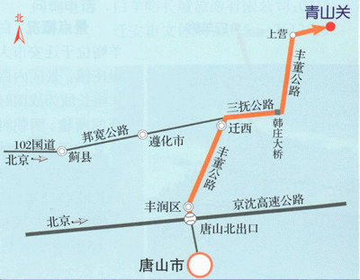 青山關(guān)長(zhǎng)城路線圖